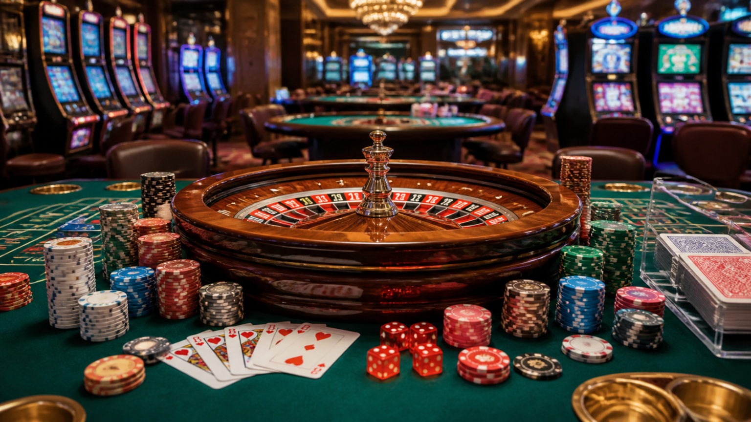 Best Online Casinos: How to Evaluate Them Wisely Casino gaming table with roulette wheel, cards, and chips