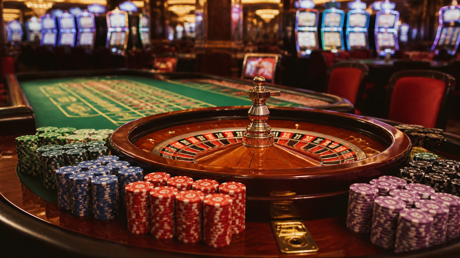Cosa indica davvero l’espressione casino non aams Tavolo da casinò con roulette e fiches, tema casino non aams