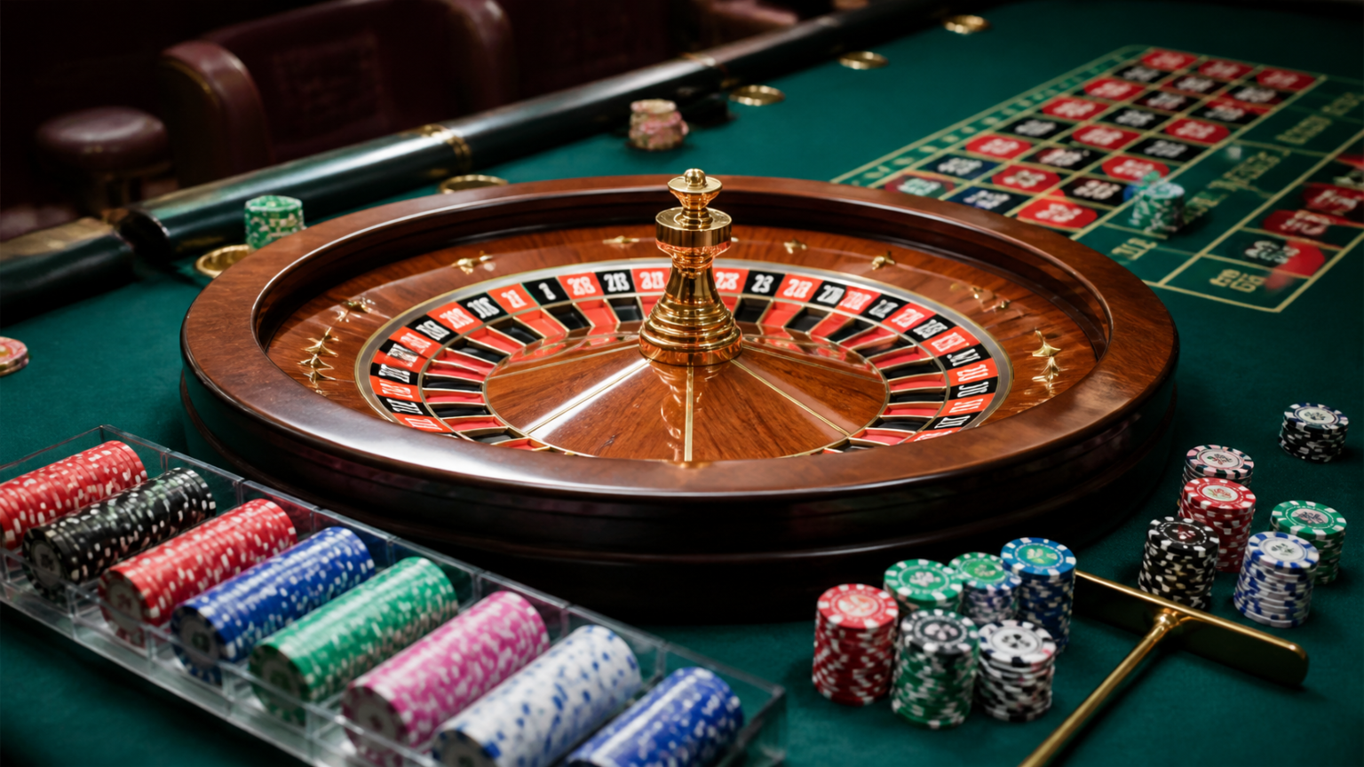 Schermata di scommesse con elementi da casinò e fiches su un tavolo